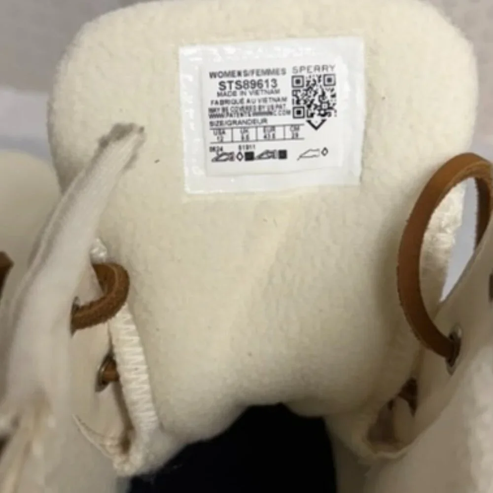 Sperry Saltwater 2.0 Waterproof Duck Boot Womens 12 White Brown Warm Worker Shoe